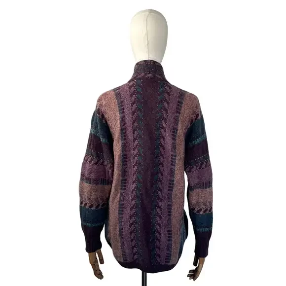 Bill Baber Wool Cardigan Hand Made in Scotland Purple Teal - Picture 6 of 10